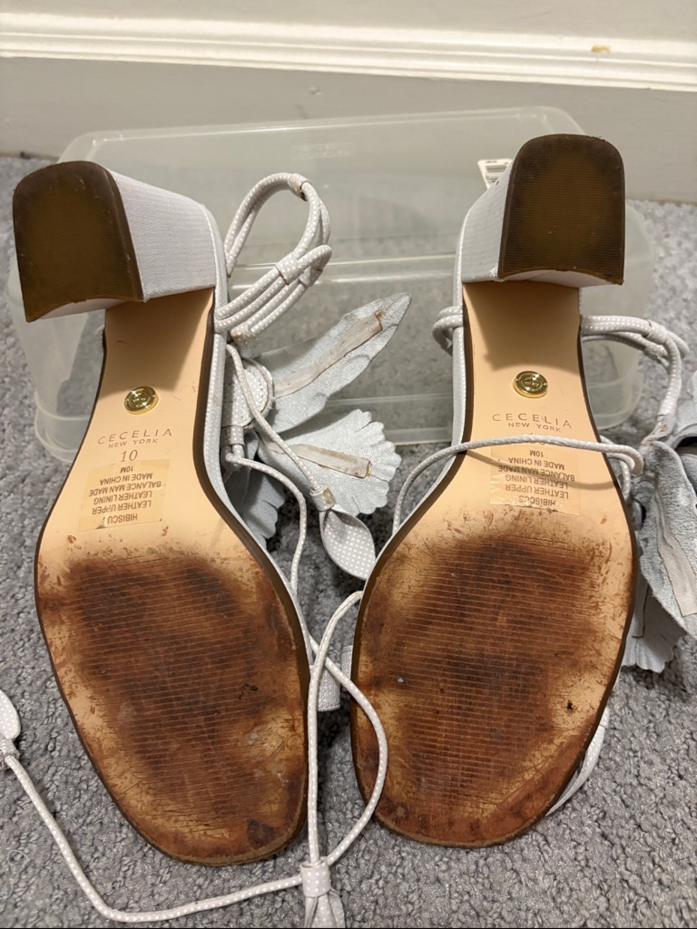 Cecilia New York White Hibiscus Floral Block Heel Sandals 10 - Picture 10 of 15